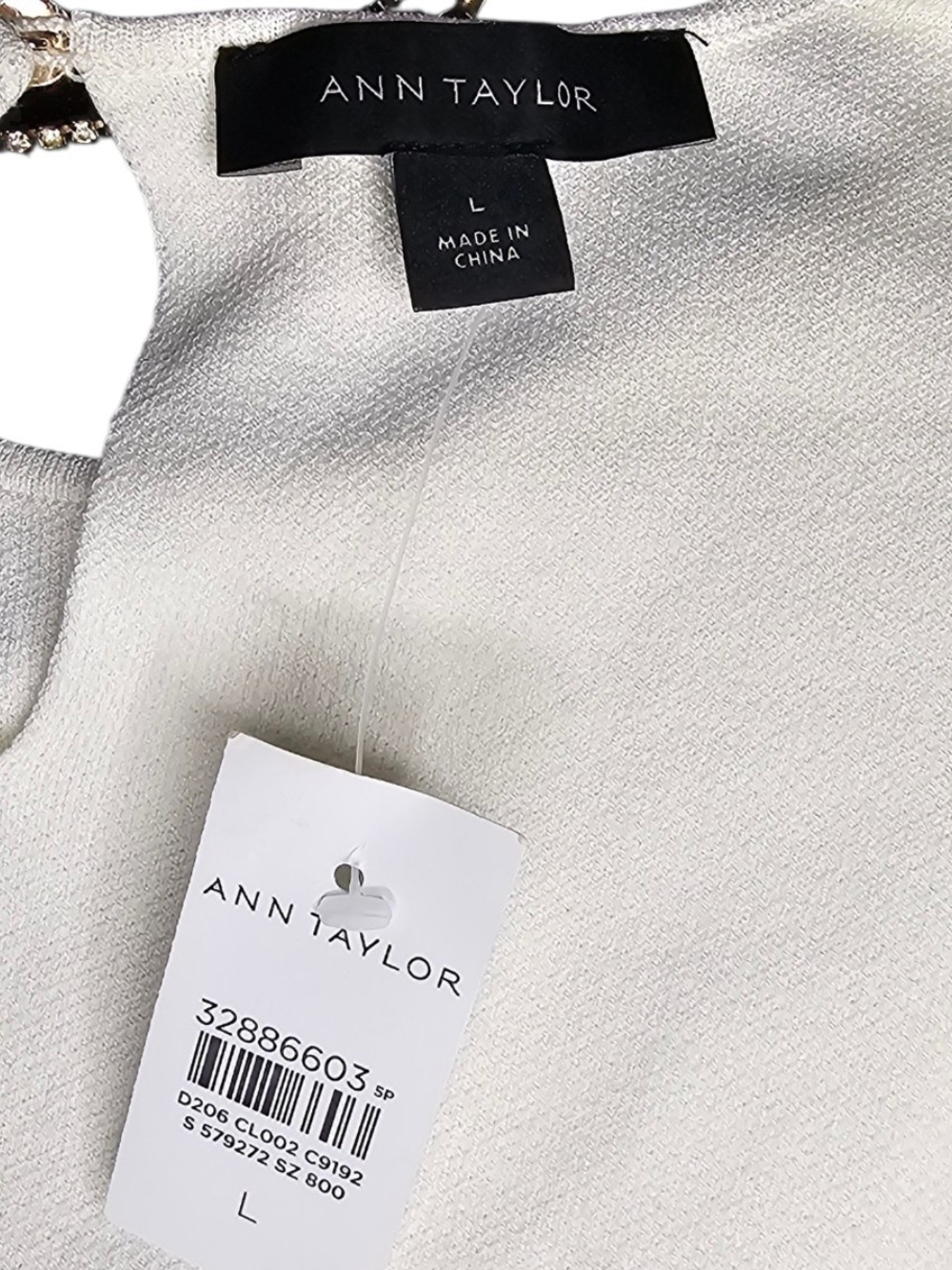 NWT Ann Taylor Sleeveless Knit Top Mock Neck Cream Ivory Large​ - Picture 4 of 5